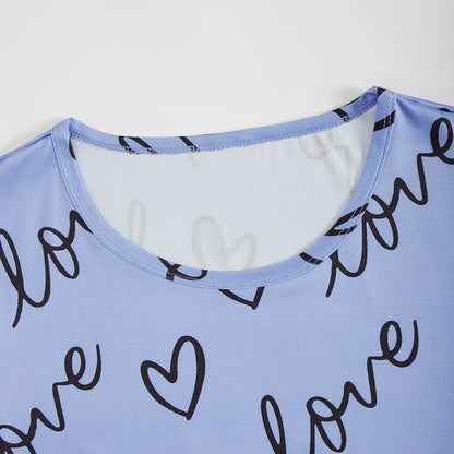 Women's 2-Piece Pajamas Set – Short Sleeve Cartoon Print Top and Pants Sleepwear Loungewear