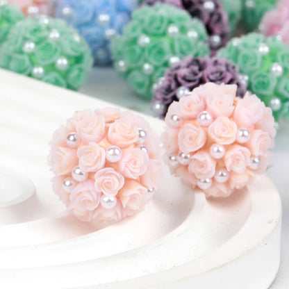20mm Rose Flower Ball Pearl Beads – 1/3/5PCS Polymer Acrylic Beads for DIY Jewelry Making, Necklaces, Bracelets & Earrings