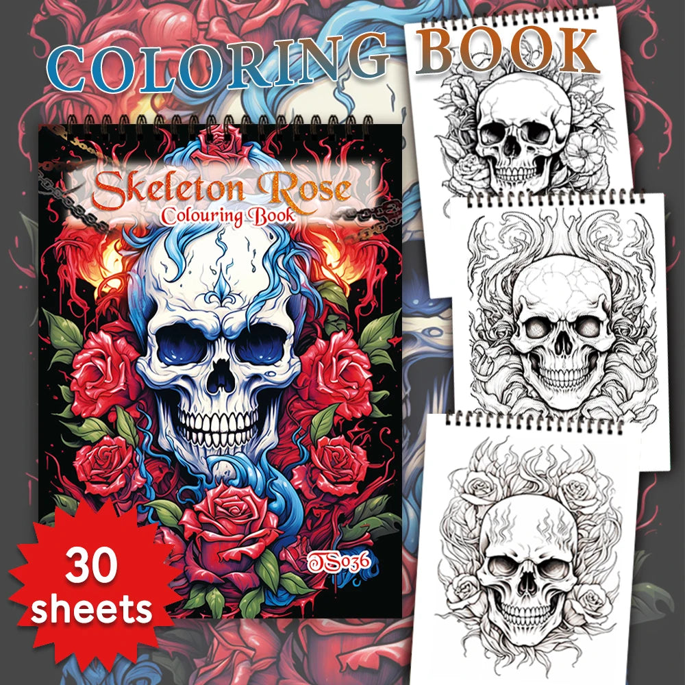 Adult Coloring Book 30-Sheet Spiral Bound 11.2 x 8.3 Inch - Thick 100GSM Paper for Relaxation, Creative Art & Gifting