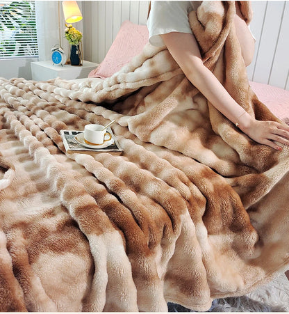 2025 Gradient Color Bubble Fleece Blanket – Double-Sided Milk Fleece Sofa & Air Conditioner Nap Blanket