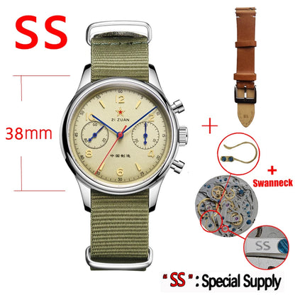 40mm 1963 Pilot Aviation Mechanical Chronograph — Original Seagull ST1901 Movement Men's Sapphire Vintage Watch