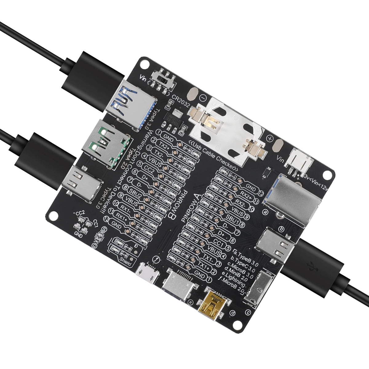 USB Cable Tester – Type-C, Type-B, Micro Short Circuit and Data Anomaly Detection Test Board for iOS & Android