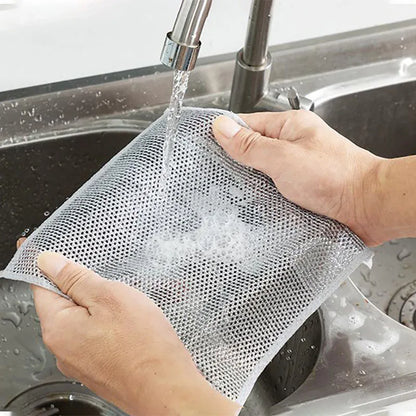 Effortless Kitchen Cleaning with Reusable Steel Wire Cleaning Cloth - Say Goodbye to Stubborn Stains and Rust!