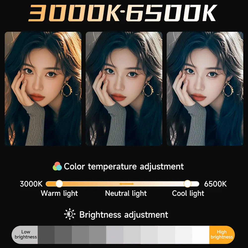 RGB COB Portable Fill Light - 3200–6500K Handheld LED Photography Light for Outdoor Shooting