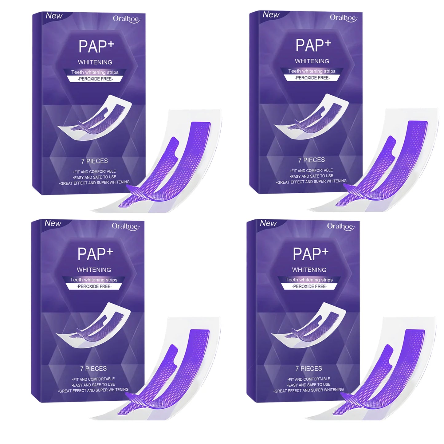 Purple Teeth Whitening Strips - Stain Removing Oral Care Strips for a Brighter Smile
