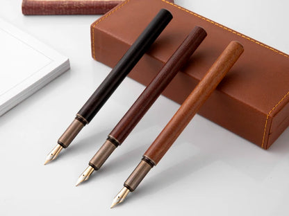 Luxury Retro Wood & Bronze Fountain Pen – 0.5mm Calligraphy Ink Pen for Office, Business & Gift Stationery