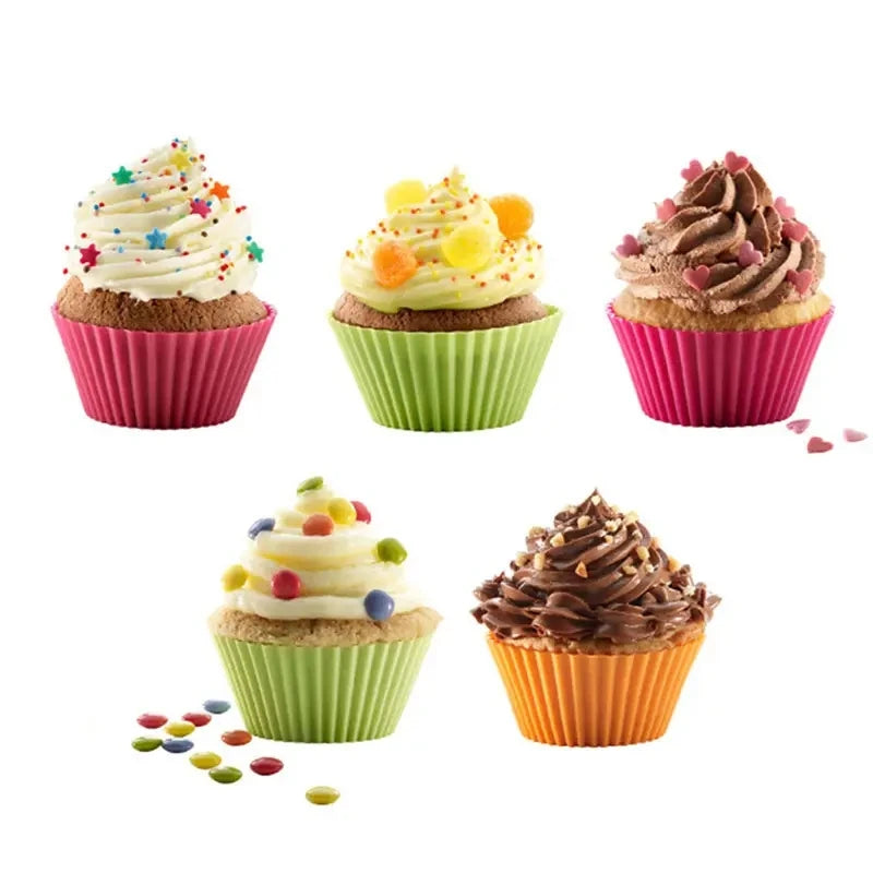 Reusable Silicone Round Cake Mold Set – Muffin & Cupcake Baking Tools for DIY Wedding, Birthday & Party Decorations