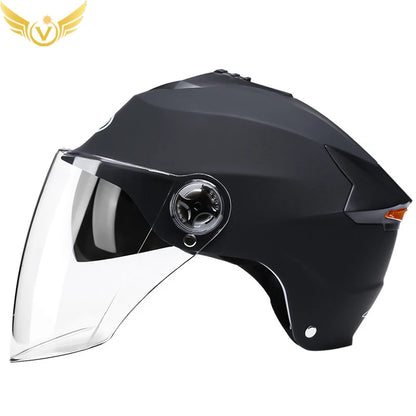 Motorcycle Helmet with LED Lights – Double Visor Moped Helmet for Men & Women, Electric Scooter & Bicycle Light, Rechargeable