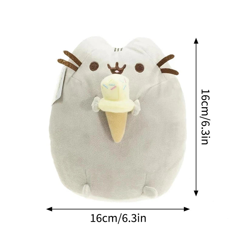 Pusheen Cat Figure and Plush Pillow - Cute Anime Desk Decor, Fluffy Cushion Ornament, Birthday Gift for Cat Lovers and Pusheen Fans