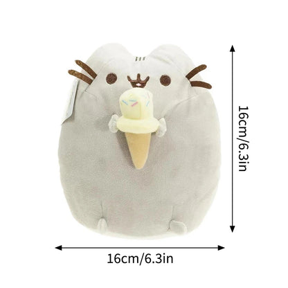 Pusheen Cat Figure and Plush Pillow - Cute Anime Desk Decor, Fluffy Cushion Ornament, Birthday Gift for Cat Lovers and Pusheen Fans