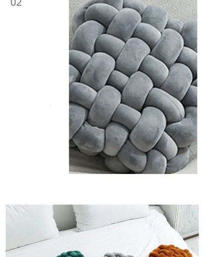 Knotted Square Cushion – Nordic Aesthetic Hand-Made Plush Pillow for Office Chair & Decorative Sleeping Back Support