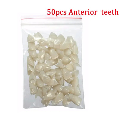 50/100pcs Dental Temporary Crown Resin Veneers – Porcelain Teeth Materials for Anterior & Posterior Teeth Restoration