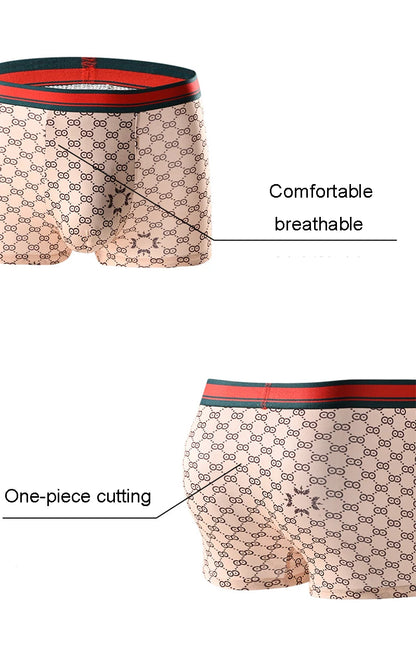 5PCS Men's Printed Boxer Shorts - Breathable & Comfortable Underwear, U-Convex Briefs, Plus Size