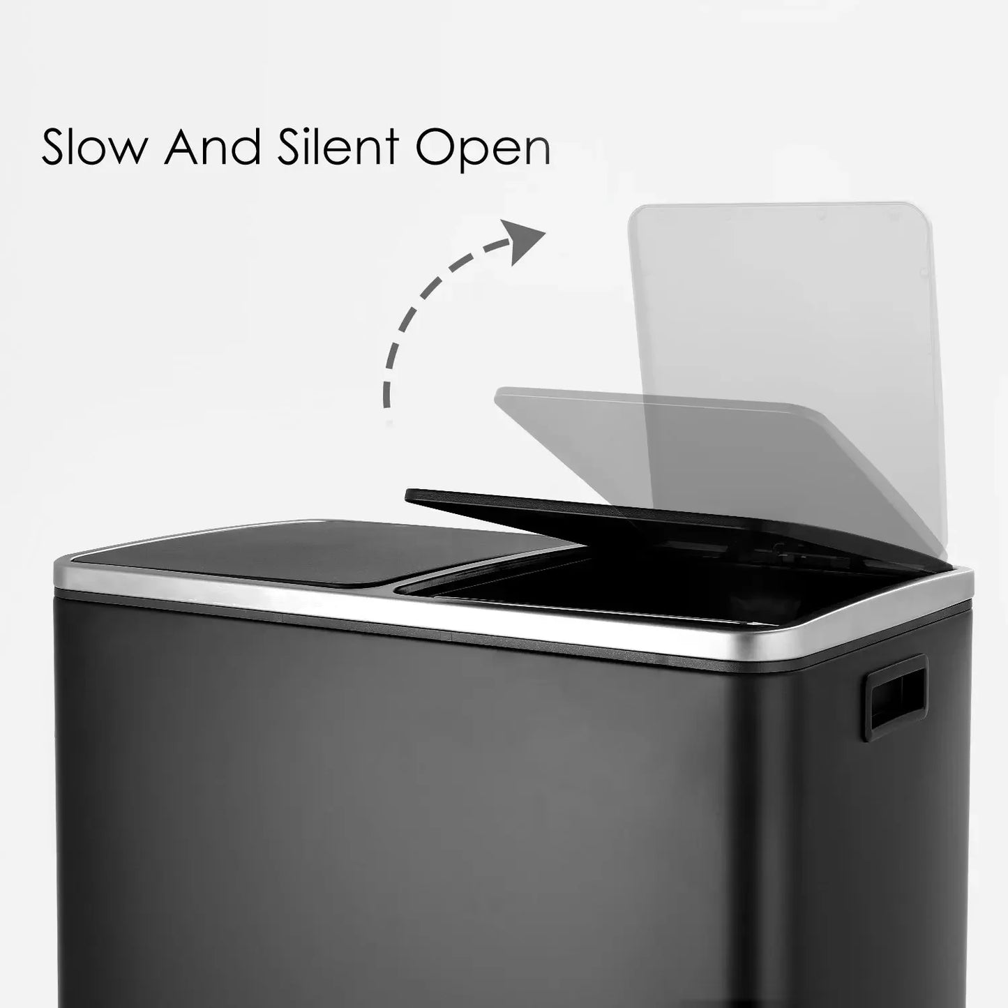 60L Dual Compartment Kitchen Step Trash Can – Hands-Free, Soft-Close Lid, Brushed Stainless Steel