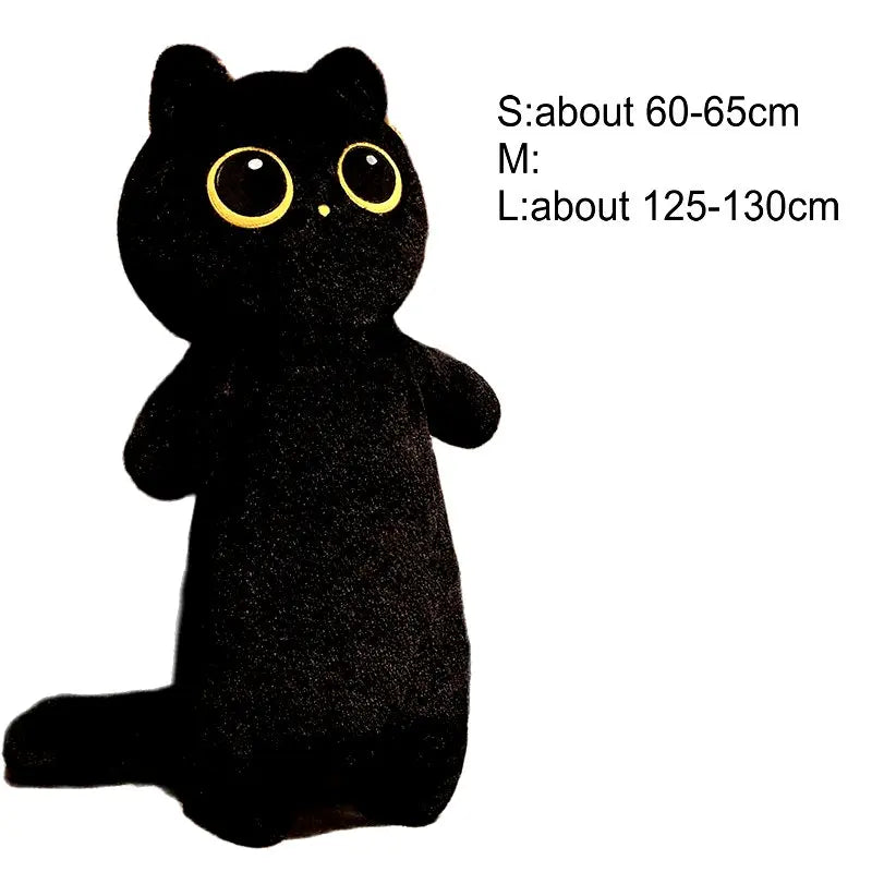 Kawaii Siamese Cat Plush Toy – Long Oblong Orange & Black Kitten Nap Pillow for Kids, Bed Decor & Hug Cushion