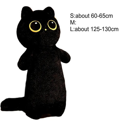 Kawaii Siamese Cat Plush Toy – Long Oblong Orange & Black Kitten Nap Pillow for Kids, Bed Decor & Hug Cushion