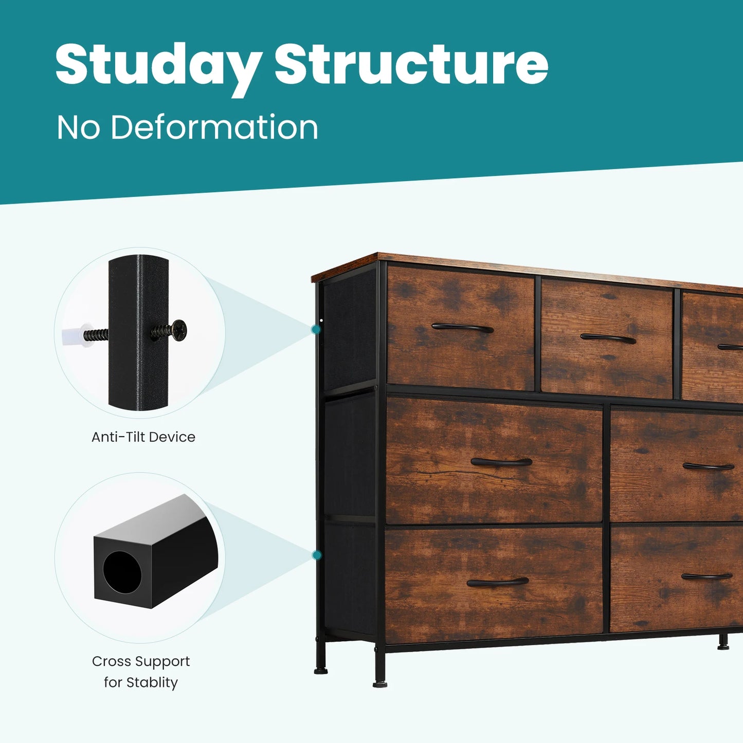 Bedroom Dresser with 7 Fabric Drawers – Organizer Storage Closet & Clothes Display Cabinet for Living Room