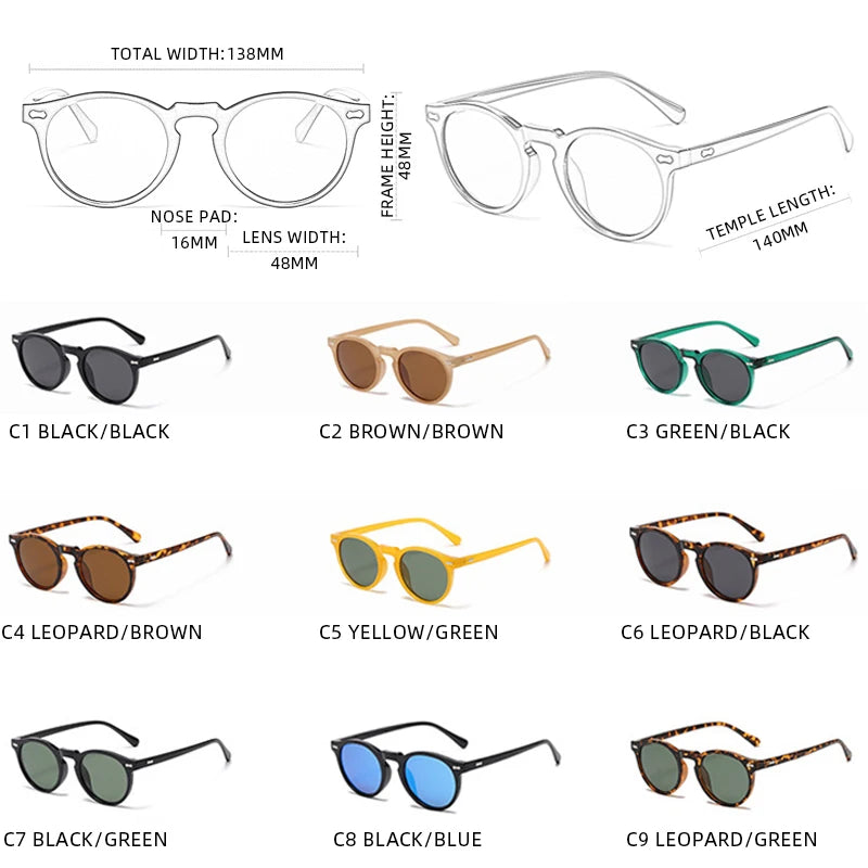 Retro Round Polarized Sunglasses – Vintage Fashion Shades for Men & Women, Driving Eyeglasses