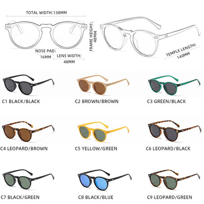 Retro Round Polarized Sunglasses – Vintage Fashion Shades for Men & Women, Driving Eyeglasses