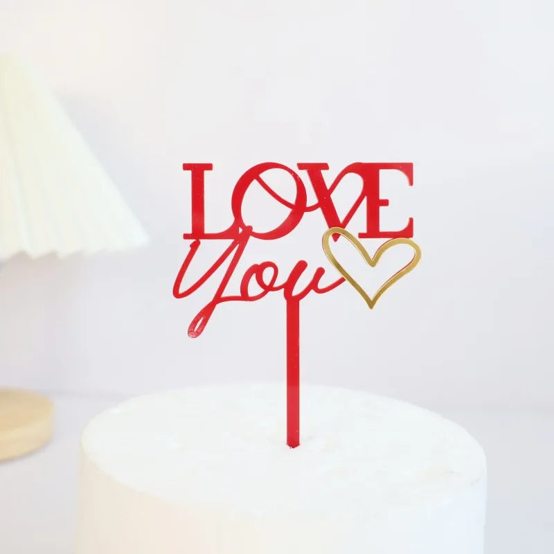 Big Red Love Cake Topper – Acrylic Wedding & Engagement Party Decoration, Valentine’s Day Love Cake Topper