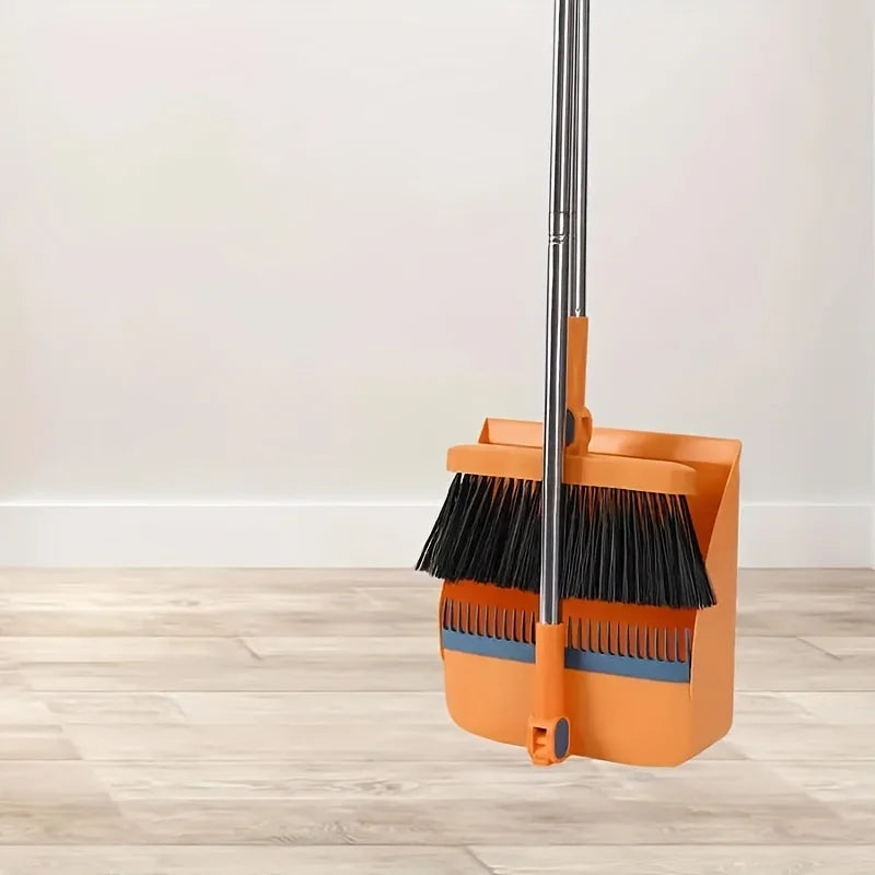 Household Broom & Dustpan Set – Durable Long-Handle Sweeping Set for Home, Office, School & Dorm