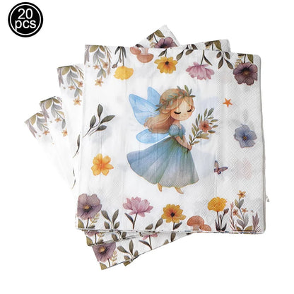 Pink Butterfly Fairy Party Tableware Set – Disposable Plates, Cups & Napkins for Birthday, Wedding & Baby Shower Decor