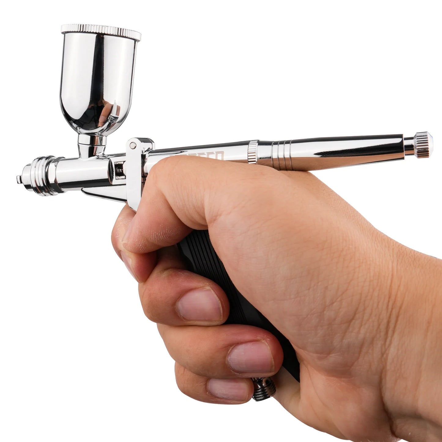 Gravity-Feed Dual-Action Airbrush — Pistol Grip Trigger Fan Spray Gun with 0.3mm/0.5mm Nozzles & 15CC Fluid Cups for Car Models & DIY