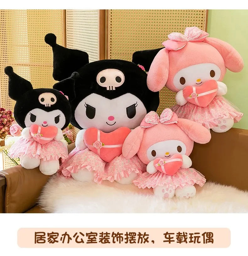 Sanrio Kuromi Plush Toy – 30cm Cinnamoroll & Melody Stuffed Doll, Soft & Comfortable, Valentine's Day & Birthday Gift