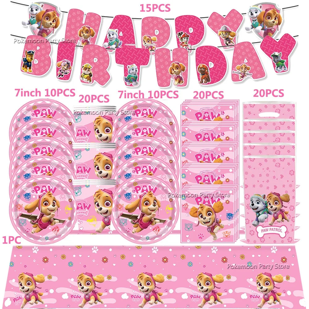 Paw Patrol Kids Birthday Party Supplies Set – Cups, Plates, Napkins, Gift Bags & Cake Toppers Decorations Kit