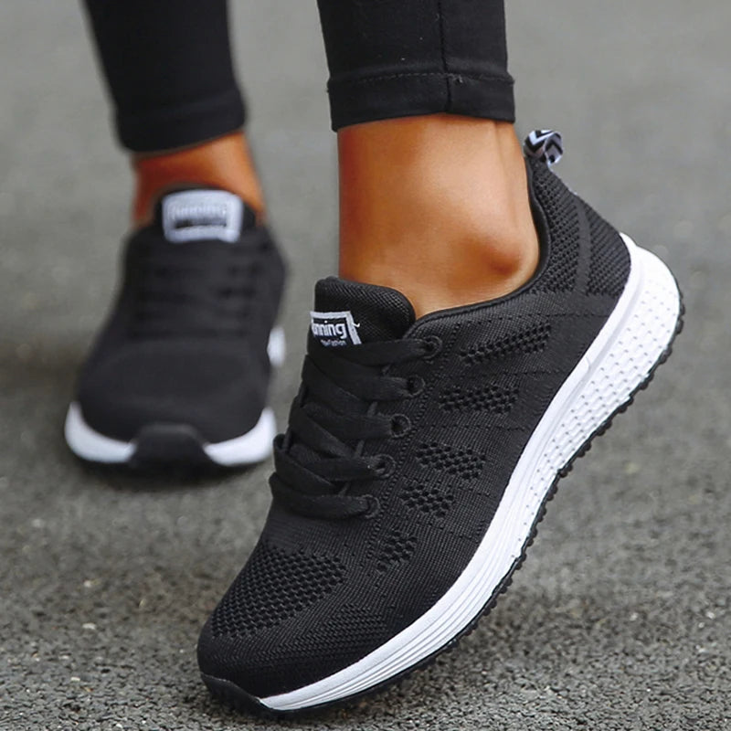 Women's Lightweight Lace-Up Flats – Fashionable Round Toe Nurse Sneakers, Comfortable Walking Shoes, Plus Size Available