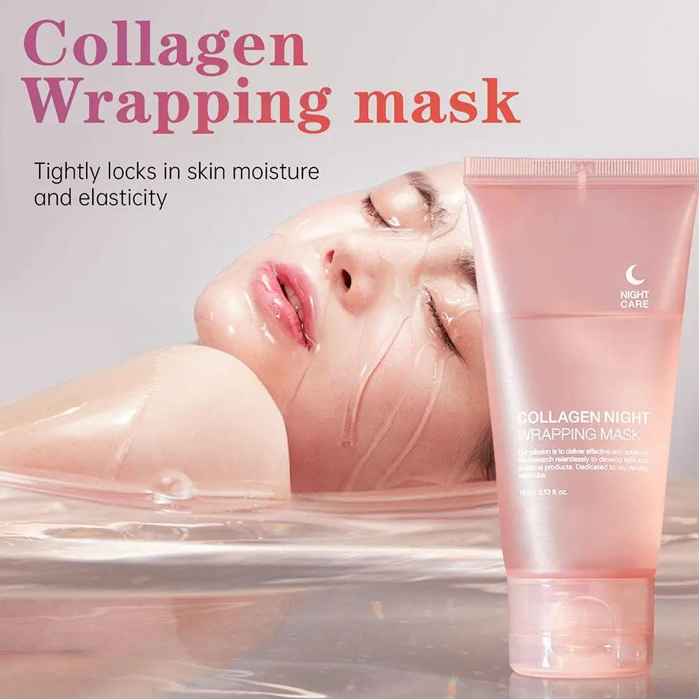 Hydrolyzed Collagen Overnight Facial Mask - Peel-Off Hydrating & Firming Mask, Reduces Sagging & Dullness, Boosts Elasticity
