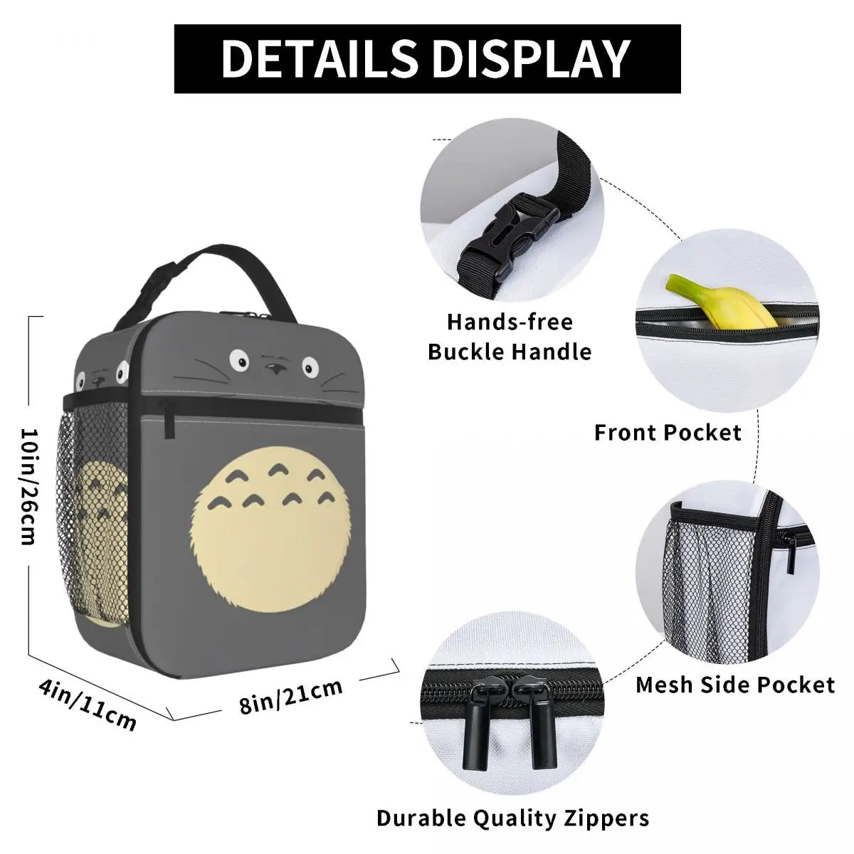 Totoro Miyazaki Anime Insulated Lunch Tote Bag – Portable Thermal Cooler for School & Office