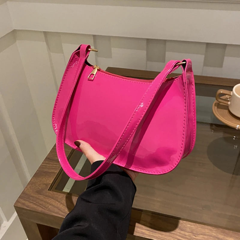 Retro Solid Color PU Leather Shoulder Bag – Fashion Women's Handbag, Casual Designer Hobo Underarm Bag