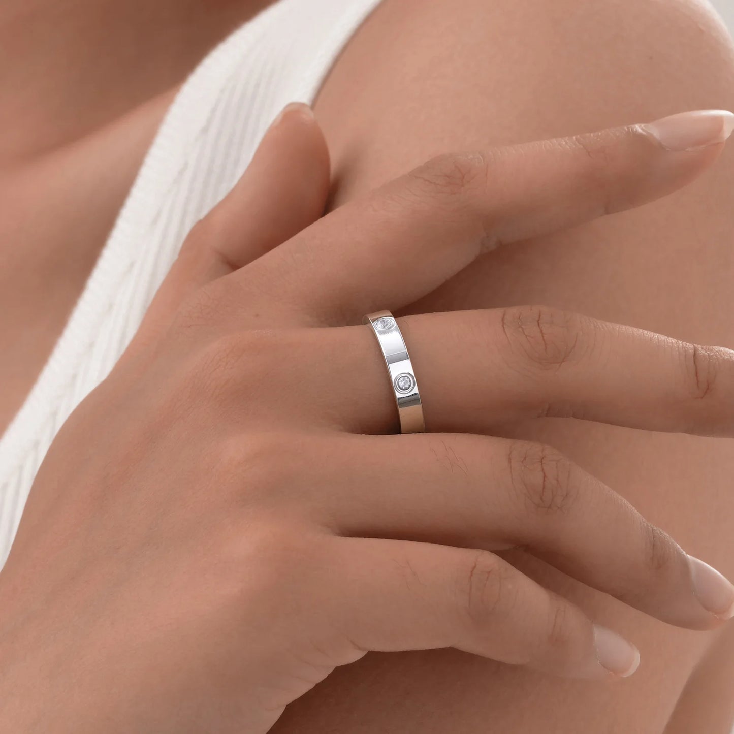 Gold-Plated Cubic Zirconia Love Ring — Promise & Wedding Band for Women
