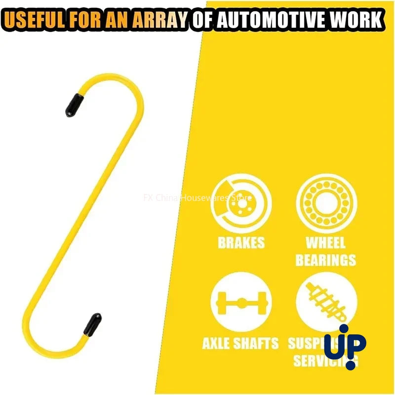 S-Shaped Brake Caliper Hanger Hooks - Universal Auto Tool with Rubber Tips for Brake Pad Replacement
