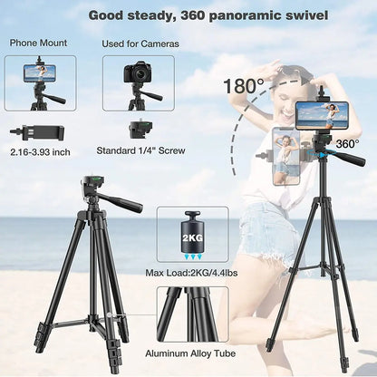 102cm Professional Phone Tripod - DSLR Camera and Photography Stand for Xiaomi, Huawei, iPhone, GoPro with Selfie Remote