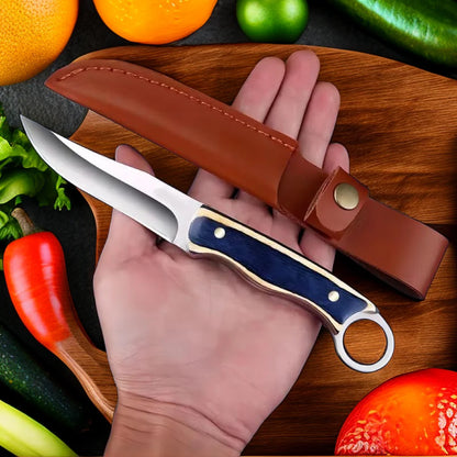 7.6 Inch Stainless Steel Fruit Knife: Sharp Blade with Wood Handle - Multipurpose Knife for Family and BBQ