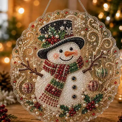 DIY Christmas Pearl Diamond Painting Pendant - Acrylic 2D Bead Craft for Holiday Window & Wall Decor