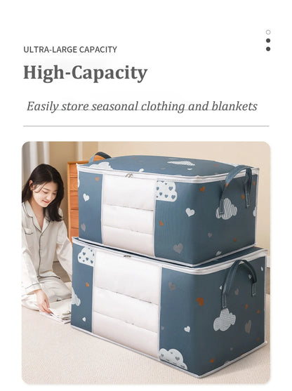 Big Capacity Storage Bag – 4/2/1PCS Moisture & Dust-Proof Organizer for Quilts, Clothes, Duvets, Blankets, and Luggage