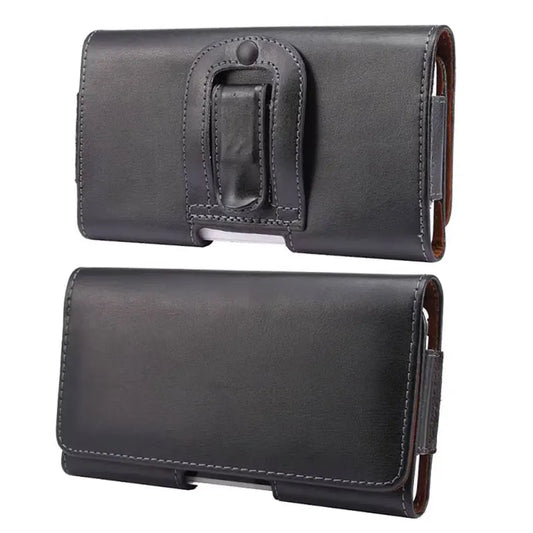 4.0 - 7.2 Inch Cell Phone Belt Clip Holster – Leather Pouch for iPhone 15/14 Pro Max, Samsung S24/S23 Ultra, Xiaomi