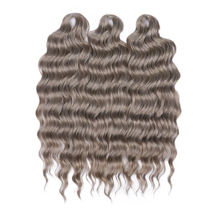 FASHION IDOL 24" Deep Wave Crochet Hair - 3-Piece Synthetic Water Wave Braiding Extensions, Ombre Rainbow Twist Hair