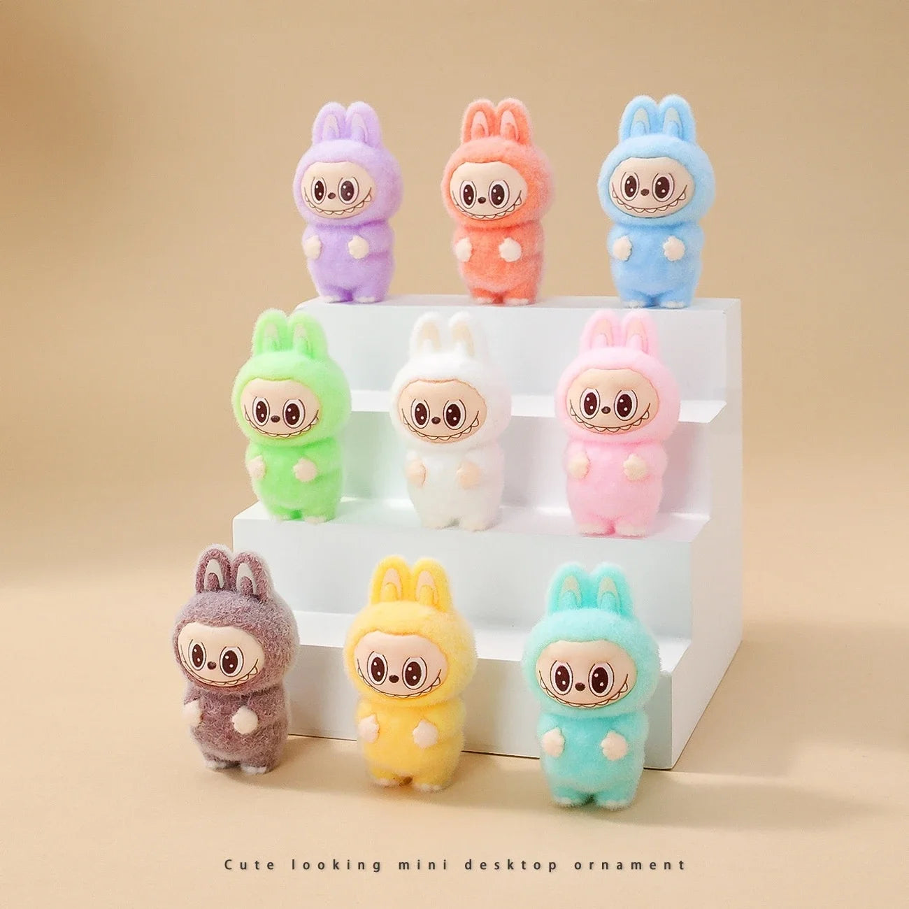 10pcs Lububu Anime DIY Flocked Action Figures — Kawaii Desktop & Car Pendant Dolls, Christmas Gift Toy