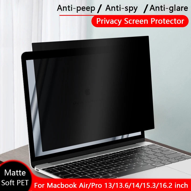 Laptop Privacy Screen Protector for MacBook Air & Pro – Anti-Spy, Anti-Glare Filter for 13", 13.6", 14", 15", & 16" Models (M1 & M2)