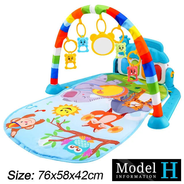 Baby Fitness Play Gym - Newborn Piano Activity Mat with Music, Crawling Blanket & Early Education Toys 0-36 Months