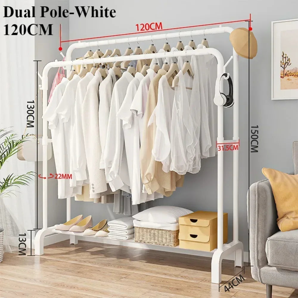 Metal Floor Standing Clothes Rack – Detachable & Easy-to-Assemble Storage Organizer