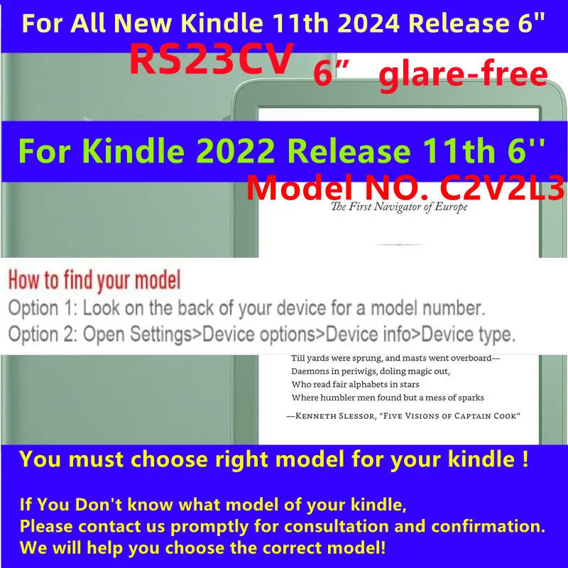 Magnetic Smart Case for Amazon Kindle 2024/2022 Release – 6" Ebook Cover for 11th Gen C2V2L3 RS23CV