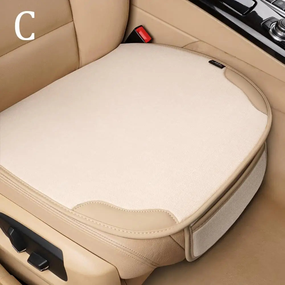 Universal Flax Car Seat Cover - Breathable Front Seat Anti-Scratch Protector Cushion