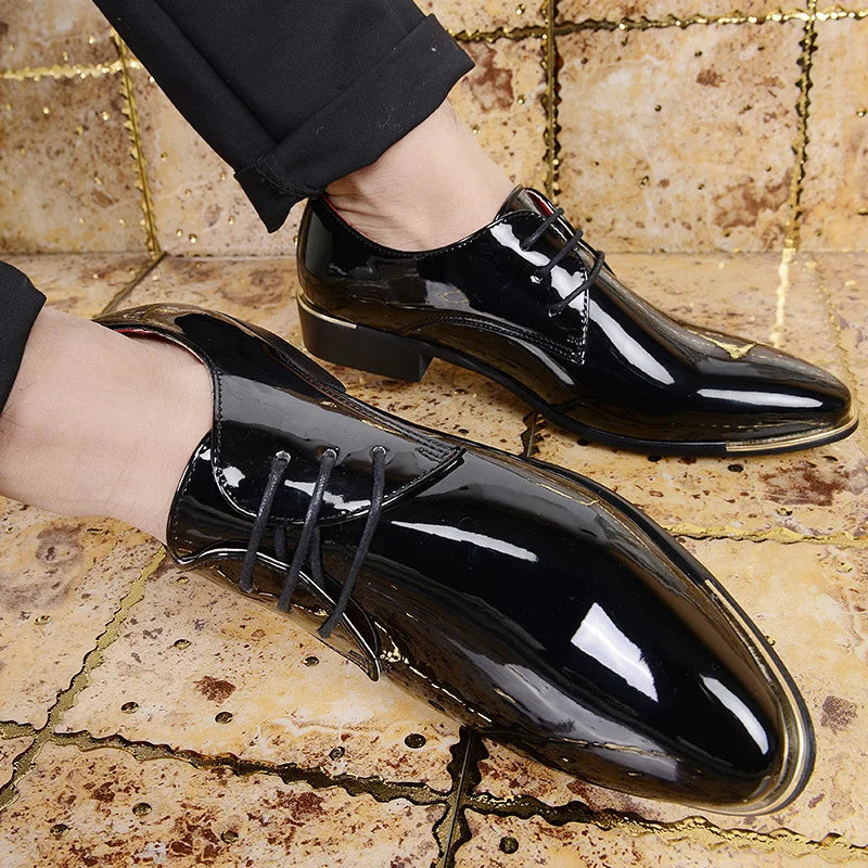 Men’s Leather Pointed Toe Dress Shoes - Business Wedding Party Formal Dance Shoes