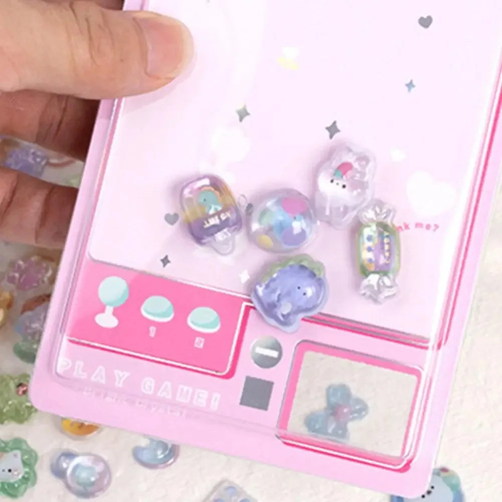 3D Relief Jelly Stickers - Cute Cartoon Animal Candy Ghost Rabbit DIY Stickers for Phone Case, Diary & Stationery Decor