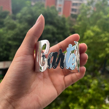 Custom Exaggerated Bangle - Personalized Name Bracelet for Women, Stainless Steel Charm Cuff, Waterproof Infinity Jewelry